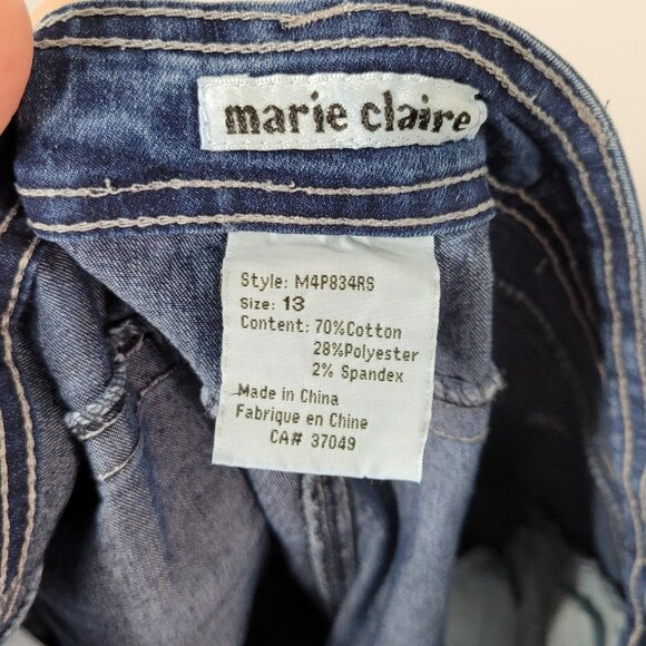 Marie Claire Cropped Denim Blue Jeans Thick Stitch Stretch Size 13 - Picture 11 of 11